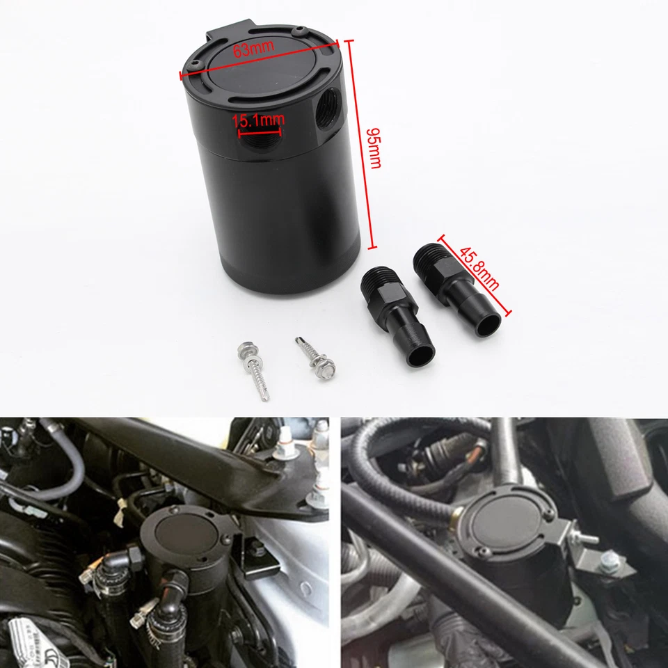 Aluminum 2-Port Compact Baffled Oil Catch Can Tank Universal 3/8" NPT Plug - Image 2 of 4