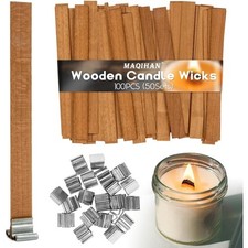 100 Wood Wicks for Candle Making Smokeless Crackling Wooden Wick for Soy Wax