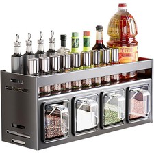 Kitchen Spice Rack Wall Mount Hanging Seasoning Over Stove Hanging Shelf Seas...