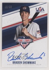 2018 Panini USA Baseball Stars & Stripes Blue Ink 2/25 Braden Shewmake Auto 7iu