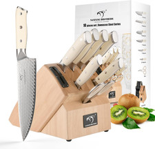 Set Di Coltelli Da Cucina Acciaio Damasco Da 10 Pezzi Con Blocco. Coltelli Da Ch