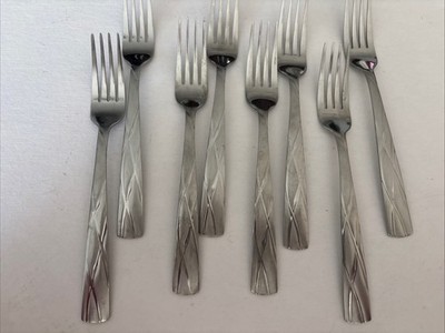 Target Home  Satin Diagonal CrissCross Stainless Set of 8 salad   forks  7'' Long