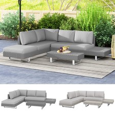 3 Pieces Rattan Wicker Sofa Set Patio Furniture Set with Tea Table Refurbished