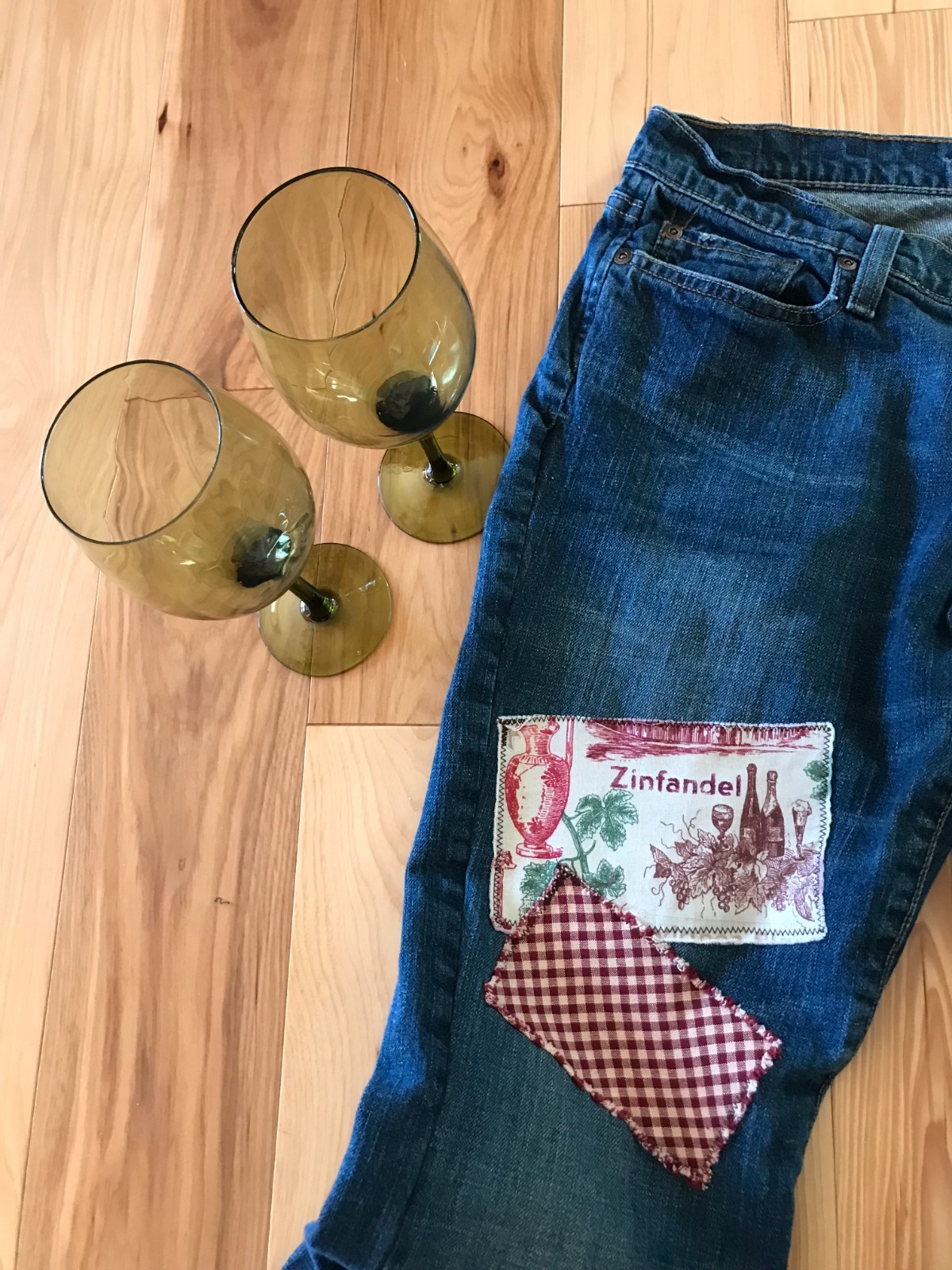 Upcycled Patchwork Jeans, Size 6 Short: Handmade … - image 19