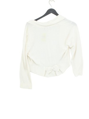 Monsoon Damen Strickjacke M weiß 100% Baumwolle V-Ausschnitt Cardigan