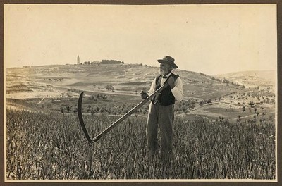 Josef Larsson,1893-1987,American Colony member,Mount Scopus,scythe,Jerusalem