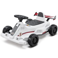 White 6V Electric Go Kart for Kids - Drift Racing Cart w/ Strong Motor, Ages 2 