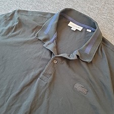 Lacoste Polo Shirt Mens US Large FR 5 Regular Fit Black Cotton Pique Golf Preppy
