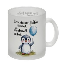 Pinguin mit Ballon - Wundervoll - Glas Tasse