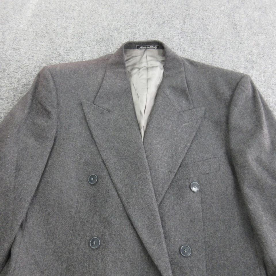 Chaqueta Blazer Mani Para Hombre Gris Doble Pecho Lana Virgen Cachemira Hecha en Italia Foto 2 de 4