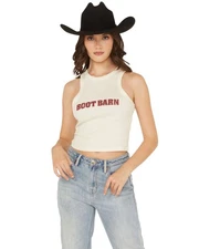 Boot Barn Women's Rhinestone Logo Racerback Tank - BBWHO24K8-IV
