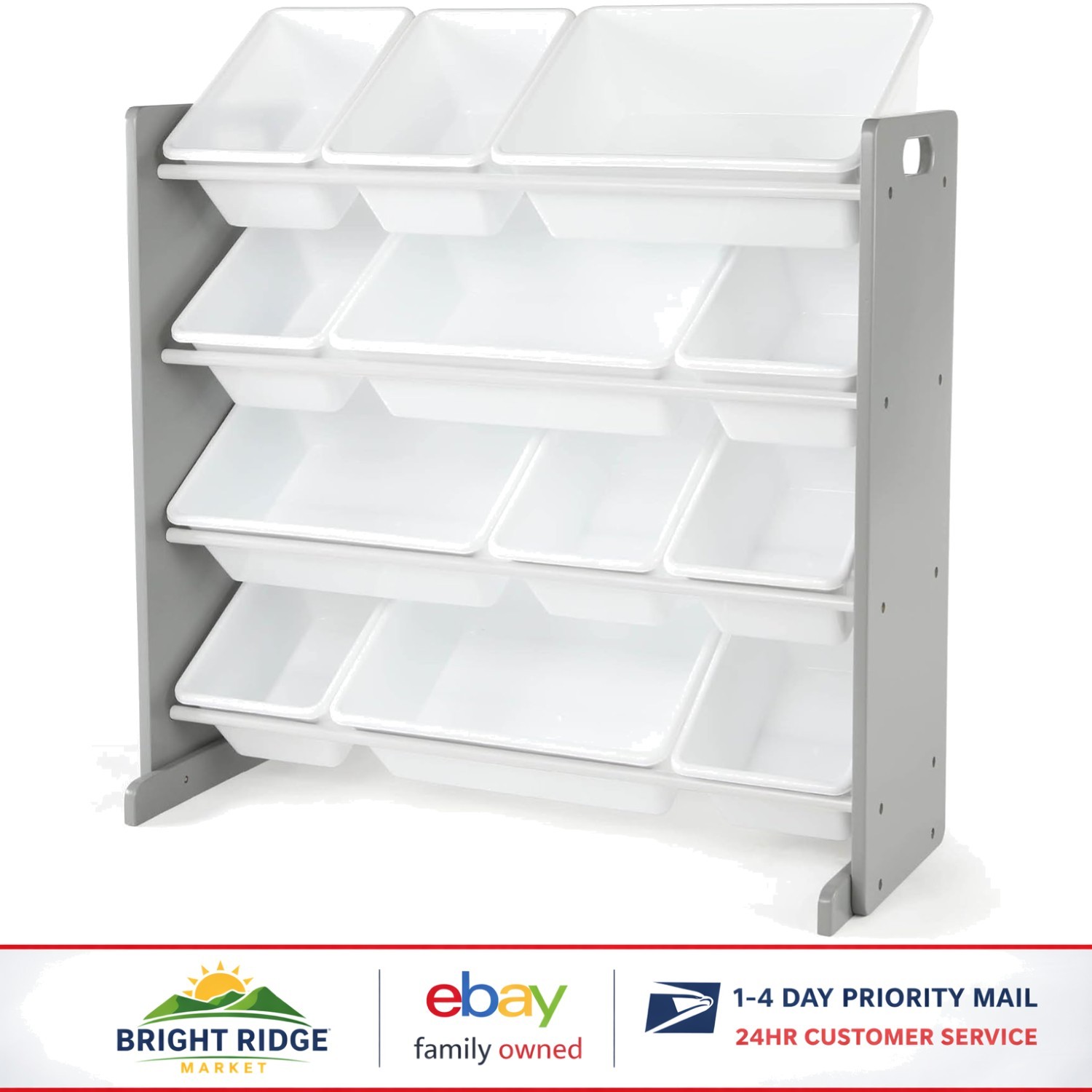 Kids Toy Storage Organizer with 12 Removable Bins for Playroom or Bedroom