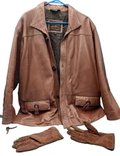 Vintage Jean Pierre Jacket Brown Sheepskin & Leather Sz XL Fringe Arms & Back