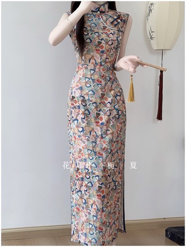 Vestido Retro Sin Mangas Cheongsam Qipao 2025 Verano Mujer Calce Ajustado Vestidos de Fiesta - Imagen 20 de 24