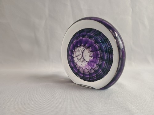 Signed Large Tom Philabaum 2007 Dichroic Art Glass Reptilian Faceted Paperweight - Picture 12 of 22