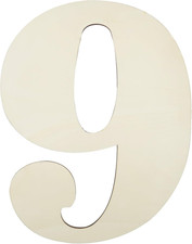 12 Inch Large Unfinished Wood Number, Paintable Unfinished Blank Wooden Numbers