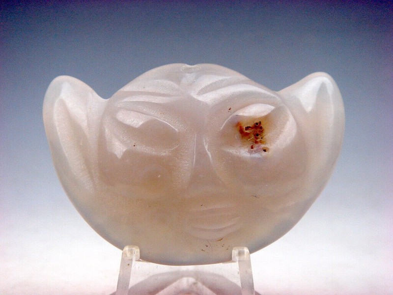 Old Nephrite Jade Stone Carved HongShan Culture Warrior Face/Mask #05302405