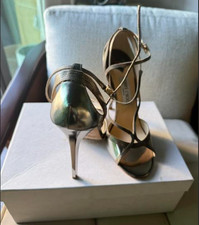 Jimmy Choo Metallic Strappy Stiletto Sandals Size 40 Original Price 995