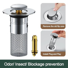 Universal Bathroom Sink Stopper Drain Strainer Pop Up Drain Stopper Stainless
