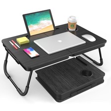 BUYIFY Portable Foldable Laptop Desk for Bed and Couch, Adjustable Lap Desk w...