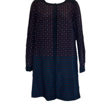 Ann Taylor Blue Red Abstract Print Long Sleeve Sheath Dress Size 2 Office Work