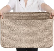 75L Large Blanket Basket, Woven Storage Baskets with Reinforced Handles, Rope...