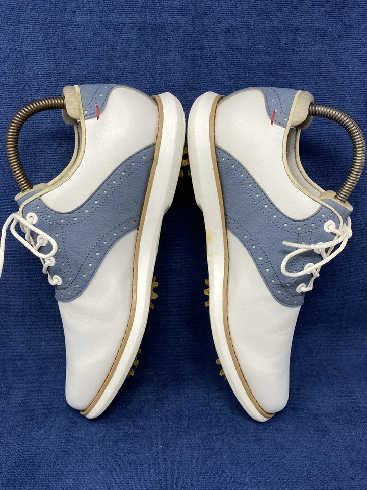 Zapatos de golf FootJoy FJ Traditions blancos azules para mujer talla 7,5 (97903) usados una vez usados en excelente estado Foto 2 de 4