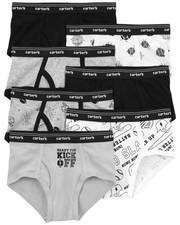 Carter's Boys Cotton Briefs Underwear 7-Pack, Black/Grey/White Sports, 14