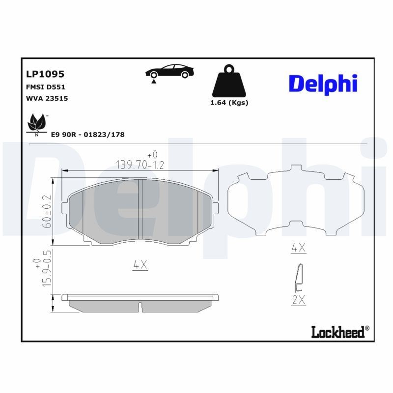 Bremsbelagsatz, Scheibenbremse LP1095 DELPHI für MAZDA E Pritsche/Fahrgestell - Bild 5
