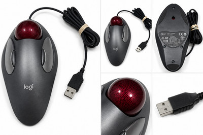 Logitech TrackMan Marble T-BC21 USB Wired Trackball Mouse Tested Works Gray