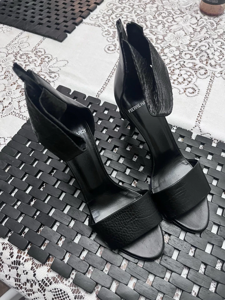 Pierre Hardy Strappy Open-Toe Heels Suede Snake-Embossed Leather 38 - Image 2 of 4