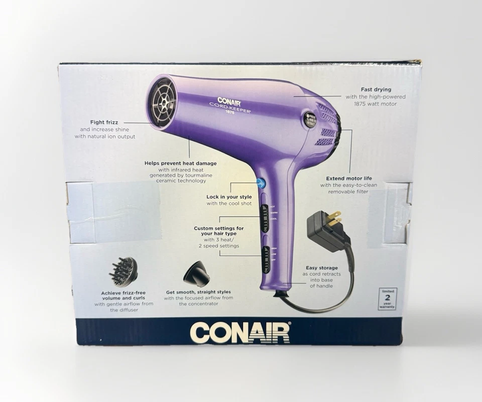 Secador de pelo con cordón retráctil Conair Cord Keeper nuevo Foto 2 de 2