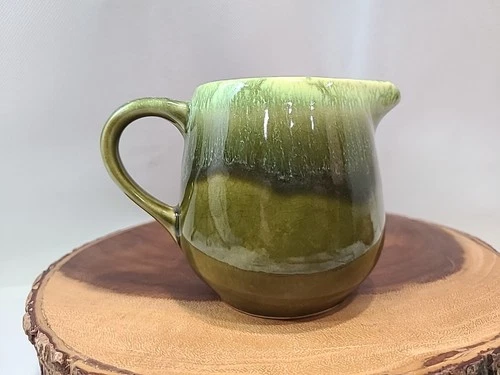 Vintage MCM Green Drip Glaze Creamer Pitcher Vintage USA *McCoy/Hull?