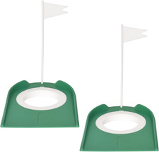 2 St&uuml;ck Golf Putting Cup Mit Flagge - &Uuml;bungs-Putter-Pad, Einstellbares Loch, Tra