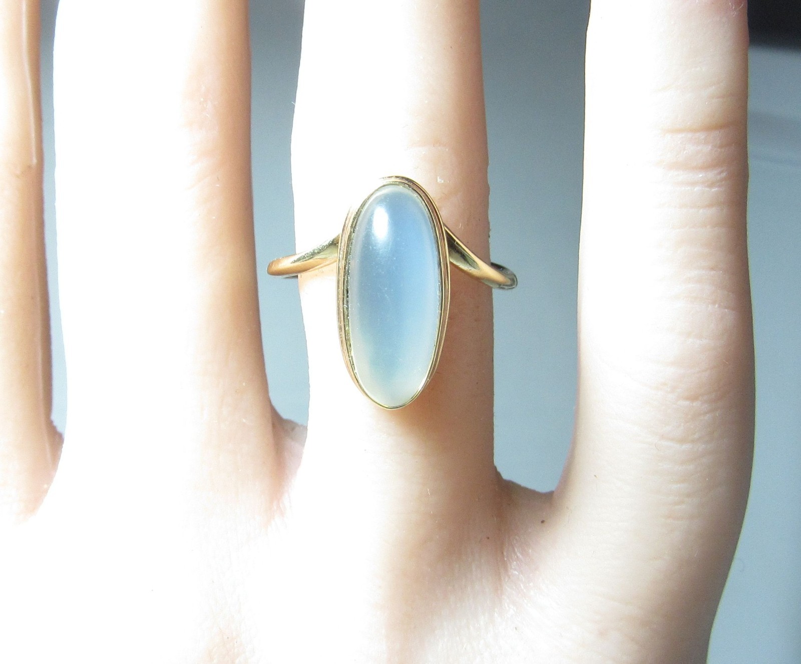 SOLID 14K YELLOW GOLD RING WITH OVAL NATURAL MOON… - image 4