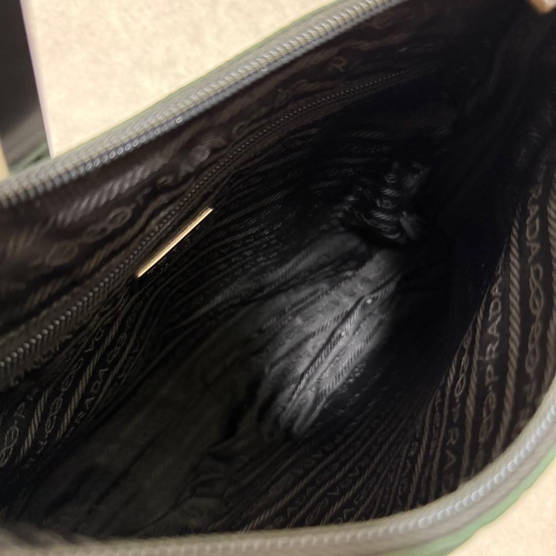 PRADA Pocono Khaki Leather Nylon Shoulder Bag Vintage Rare Authentic thumbnail 10