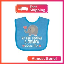 inktastic My Great Grandma and Great Grandpa Love Me Baby Bib Turquoise 3ede8