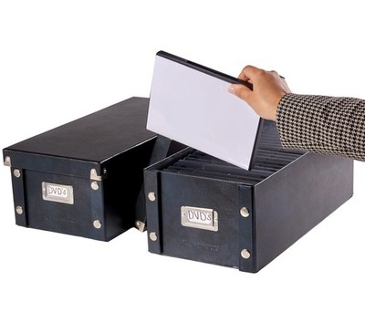 DVD Storage Box 2 Pack Movie Organizer Disc Holder Lids Holds 52