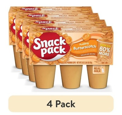 4 pack Butterscotch Flavored Pudding, Super Size, 6 Count Pudding Cups