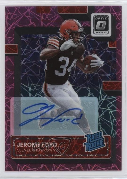 2022 Donruss Optic Pink Velocity Prizm 8/50 Jerome Ford #280 Rookie Auto RC 0m89