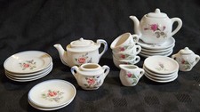 Vtg Children's Rose Tea Pots,plates,cups,cream And Sugar 27 Piece Lot