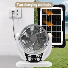 Solar Rechargeable Camping Fan - Battery Powered Tent Fan with LED Light