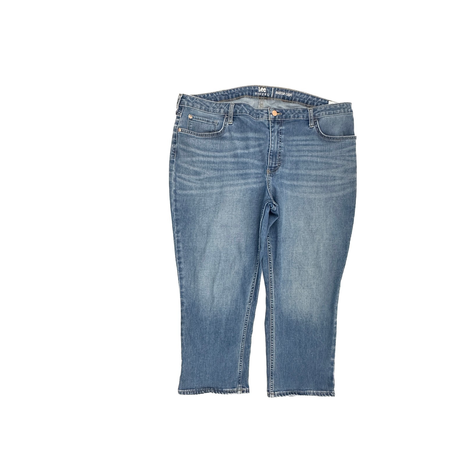 Lee Mid Rise Capri Women's size 22 Medium Wash Blue Denim Je