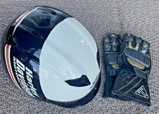 💥Harley Davidson Half Helmet w/ Retractable Shield & Triumph Gloves Size XLarge