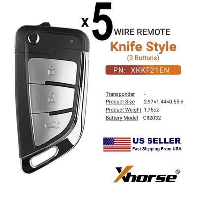 5x Xhorse Knife Style Universal Wired Flip Remote Key 3 Buttons  XKKF21EN