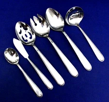 6 Pc. HOSTESS SERVING SET BEADED ELEGANCE ROGERS Stainless Flatware Korea MCM