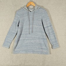 J. Jill Womens XS Petite Blue Space Dye Textured Knit Pullover Hoodie Side Vent