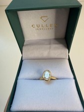 Oval Bezel Solitaire 1.53CT Lab Created Diamond Ring 18K Yellow Gold Size J VVS2