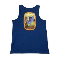 Guy Harvey Mens Sword Fish Logo Graphic Cotton Tank Top Blue S