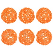 6er-Pack geflochtene Rattanbälle,8,1 cm,für Weihnachten/Hochzeiten/DIY [Orange]